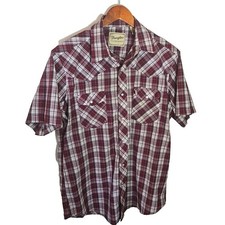 Vtg Wrangler Western Shirt Mens XL Red Plaid Pearl Snap Rockabilly Cowboy 90s