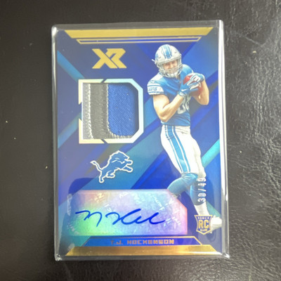 Panini 2019 XR T.J. Hockenson RC Auto Patch Blue #RSA-19 /49 Lions