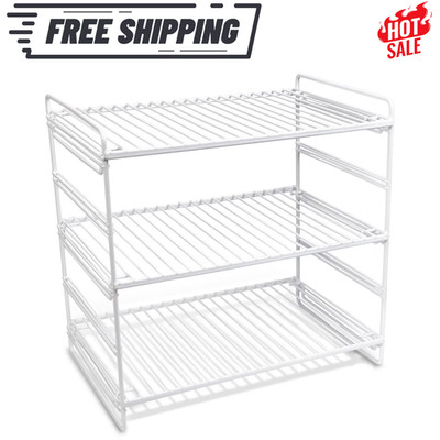 Mainstays Kitchen Organizer 3 Tier Adjustable Steel Shelf White Storage