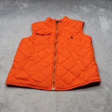 Polo Ralph Lauren Vest Boys 7 Orange Full Zip Light Pack Winter Quilted Puffer