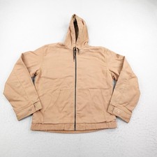 Bulwark Jacket Mens Large Beige Excel FR Hooded Canvas Work Coat Full Zip Up