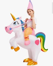 Inflatable Riding a Unicorn Air Blow-up Deluxe Costume Halloween, 7-10 Years