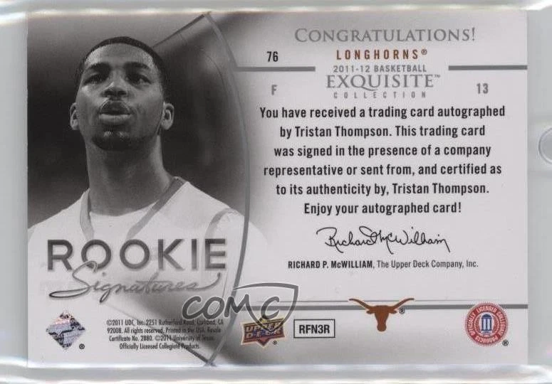 2011-12 Exquisite Collection Rookie Signatures /199 Tristan Thompson #76 Auto - Image 2 of 2