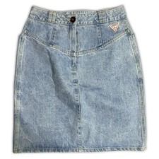 VTG Guess by Georges Marciano Jean Skirt Blue Acid Denim Made in USA womens 32