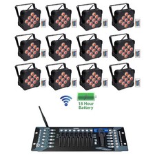  12 Rockville BEST PAR 60 Rechargeable Wash Lights w/Wireless DMX Controller