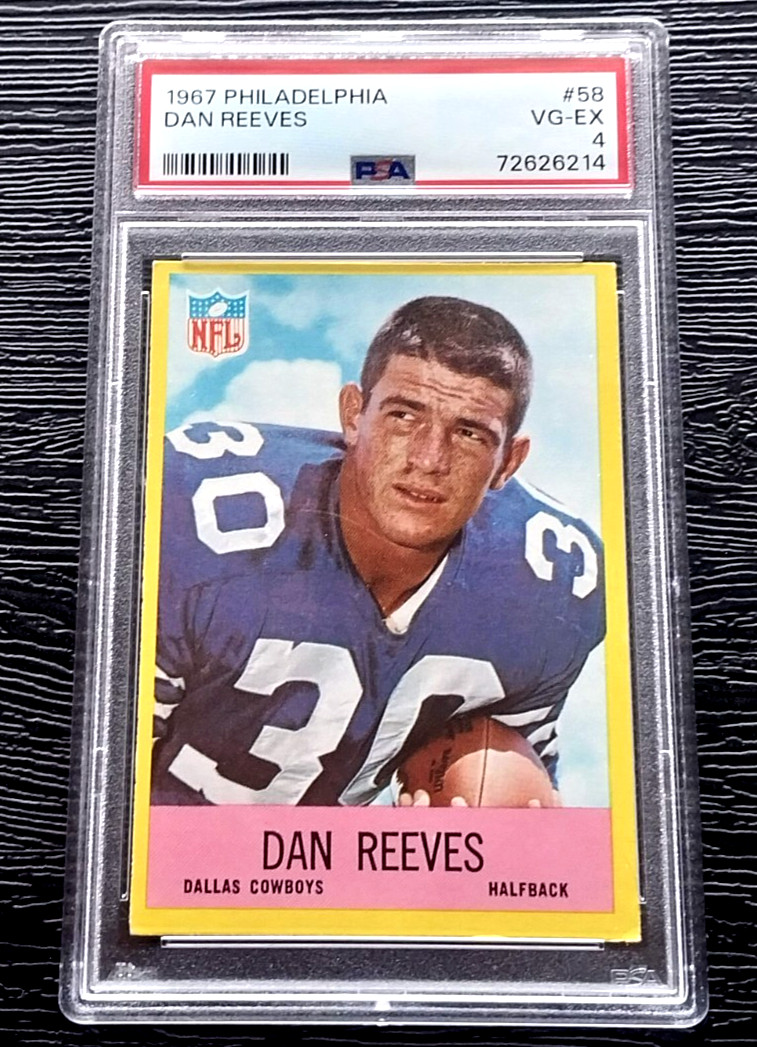 1967 PHILADELPHIA DAN REEVES ROOKIE FOOTBALL CARD #58 **CENTERED** PSA 4 VGEX