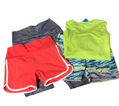 DSG Girls Activewear Bundle Kids Size L 14 Neon Green Tee Shorts Leggings