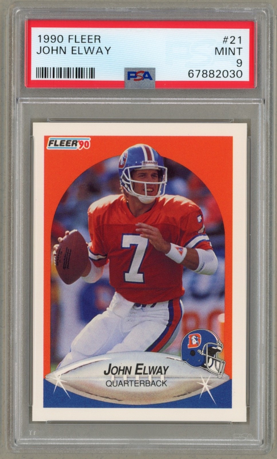 1990 Fleer #21 John Elway Denver Broncos Mint PSA 9
