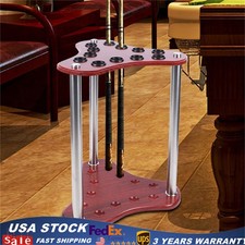Wood Pool Cue Rack 12 Billiard Sticks Holder Floor Stand Ball Table Accessories