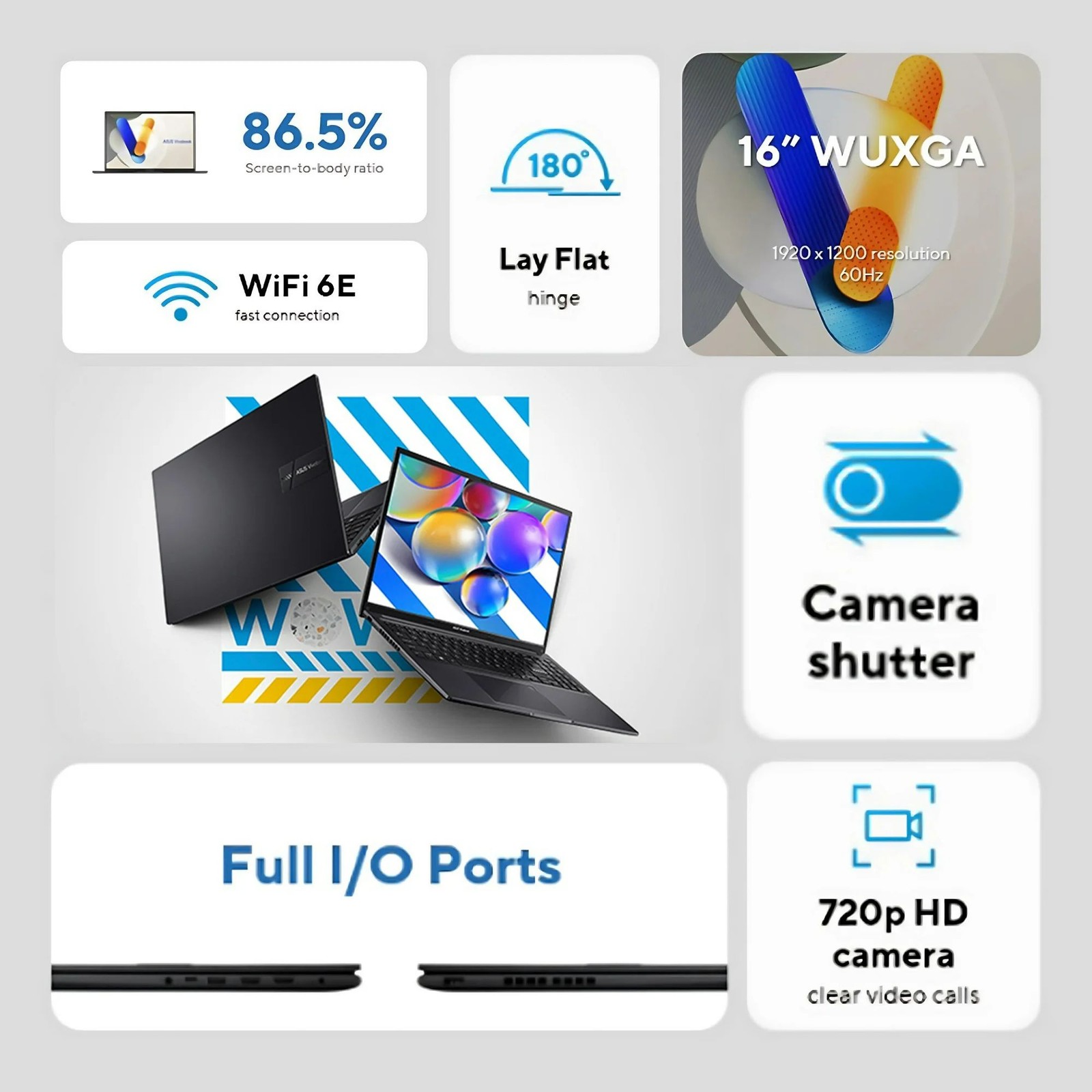 ASUS Vivobook 16" WUXGA Laptop, Core i7-1355U, 16GB RAM, 512GB SSD, Win 11 Home