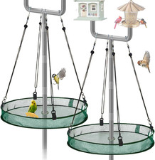 2 Pack Seed Catcher Tray for Outdoor Pole Mounted Bird Feeders, 20'' Hanging Bir
