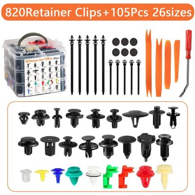 925Pcs Auto Car Bumper Retainer Clips Push Pin Rivet Screw Kit Fastener Remover
