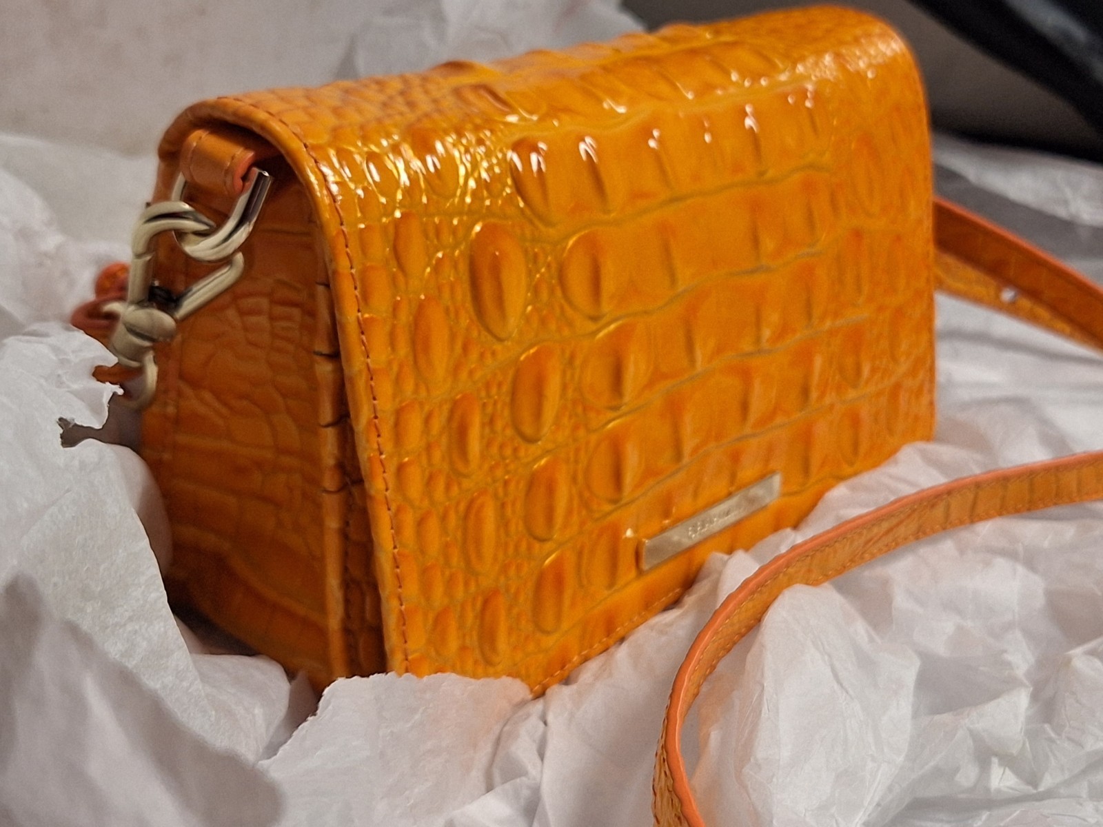 Brahmin Melbourne Collection Mango Orange Small Minuette Crossbody Bag image 3