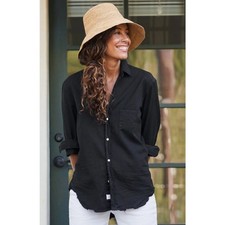Frank  Eileen Famous Denim Relaxed Button-Up Shirt in Black Size S Small NWT