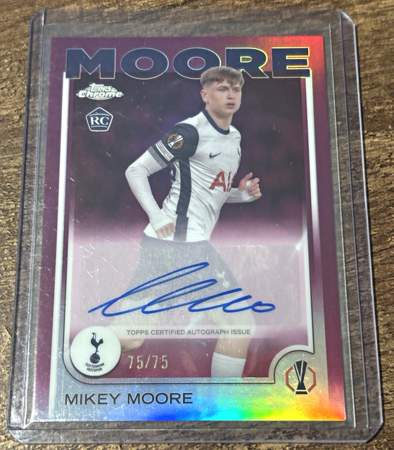Topps Chrome UEFA Club Competitions 2024-25 Mikey Moore RC Auto /75 CA-MI Spurs