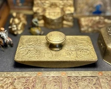 ANTIQUE TIFFANY STUDIOS NEW YORK  ZODIAC INK PEN ROCKER BLOTTER #990 EXC GOLD