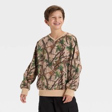 Boys' Pullover Windbreaker Jacket - art class Tan Camo XL