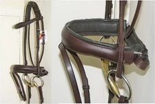 FSS German Padded ROLLED Comfort Padded Crank HAVANA BROWN Dressage Bridle Reins