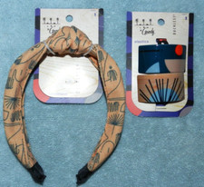 Set of 2 Goody ouchless headband fabric wrapped w/ 2 elastic band hair clips NEW