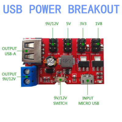 Alimentation USB Breakout DC to DC Power Module Micro USB 5 V à 1.8V//3.3V//5V//9V//12V L40