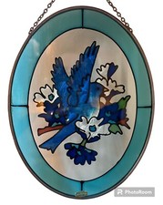 Vintage Stained Glass Sun Catcher with Blue Bird.