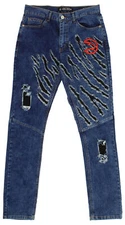 FISLL NBA Men's Atlanta Hawks Jeans with Distressed Claw Marks