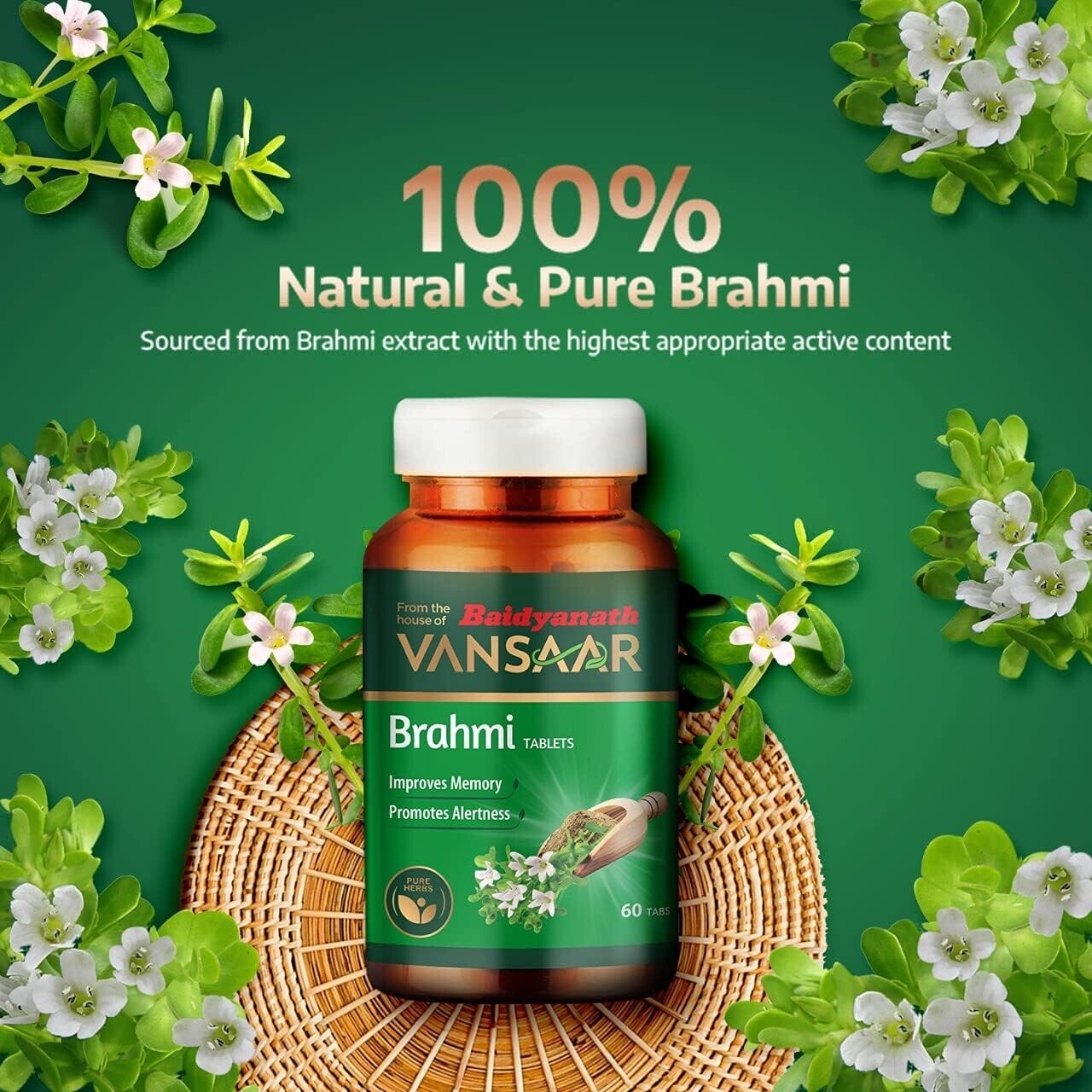 Baidyanath Vansaar Brahmi Tablets (60tab) | Herbal Ayurvedic Mind Wellness