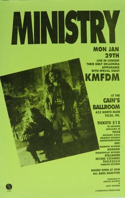 MINISTRY / KMFDM 1995 TULSA CONCERT TOUR POSTER - Industrial Metal