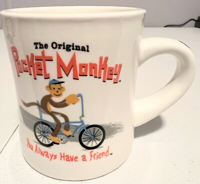 THE ORIGINAL POCKET MONKEY HOWDY E.M.I. SPORTSWEAR CERAMIC COFFEE MUG CUP EUC!