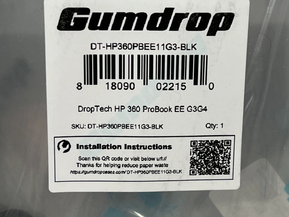 Gumdrop Case Silicone Bumper Black For HP Probook 360 11" EE G3 DT-HP360PBEE11G3 - Image 3 of 4