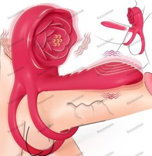 Vibrating Cock Ring Penis Sleeve with Rose Clitoral Stimulator Couple Sex Toys