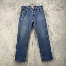 Levis 501 Jeans Mens 36x36 Shrunk To 34x32 Blue Button Fly Western Cowboy READ
