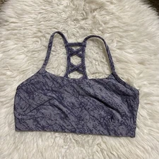 Women's All in Motion Marble Print Low Support Ladder Back Bra Purple Small