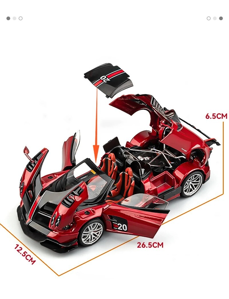 118 Pagani Huayra BC Alloy Red Toy Sports Car Model Sound Light