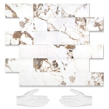 STICKGOO 10 Sheets Peel and Stick Backsplash, Aluminum Composite 3D Wall Pane...