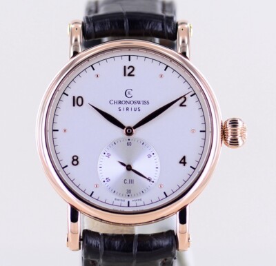Chonoswiss Uhr Sirius Roségold Handaufzug 18K Gold Dresswatch Silver dial