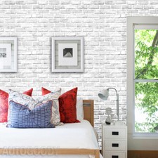 3D Brick Stone Wallpaper Background Vinyl Film Sticker Self-adhesive Gray White