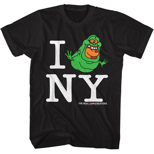 The Real Ghostbusters Cartoon I Slimer Love NY Men's T Shirt - Picture 5 of 5