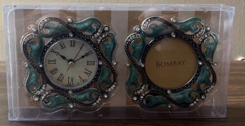 BOMBAY COMPANY JEWELED Clock & PICTURE FRAME Set- NEW IN BOX