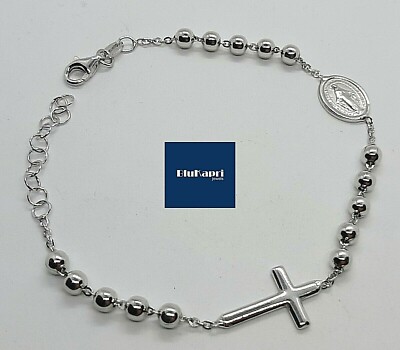 Rosenkranz Armband 925 Silber mit 4 mm Kugeln mit Wundermadonna