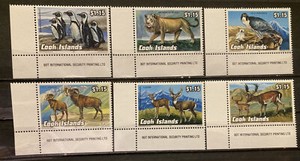 Cook Islands, animals, S.C.#1119-24.S.C.V.$10 MNH Complete set of 6  1992 issue