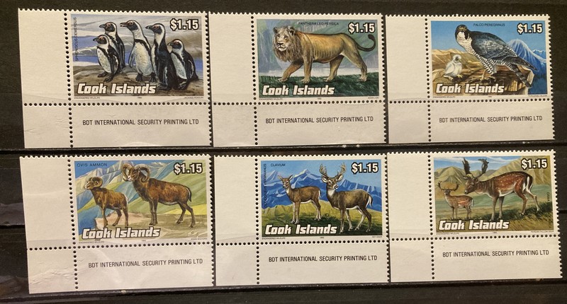 Cook Islands, animals, S.C.#1119-24.S.C.V.$10 MNH Complete set of 6  1992 issue