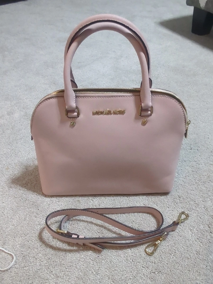 Michael Kors Cindy MK LG Dome Satchel Bag Powder Blush Pink Leather