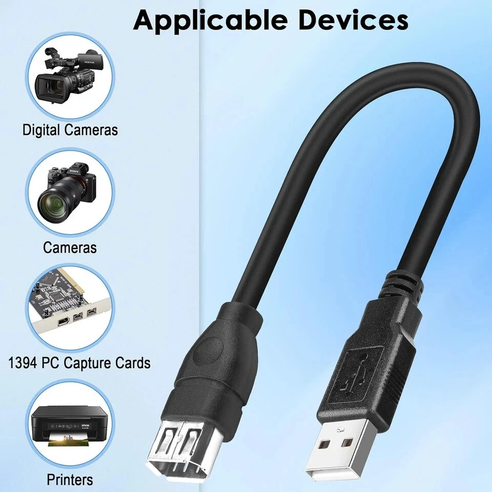 Firewire IEEE 1394 6 Pin Female to USB A Male Adapter Cable, 6 usb 6 pin - Image 4 of 4