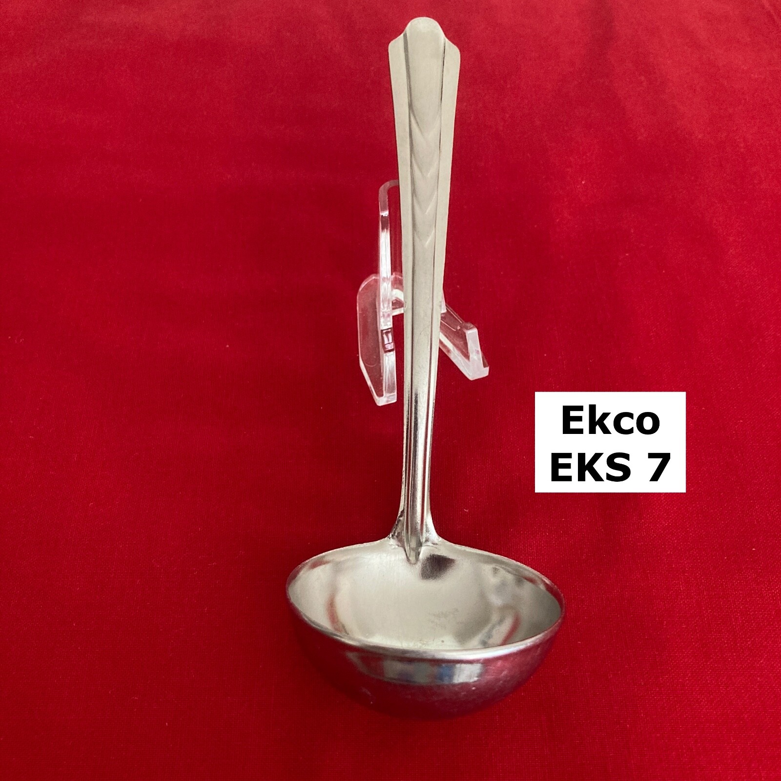 Ekco EKS 7 Geometric Chevrons 5 7/8 Inch Glossy Stainless Steel Serving Ladle