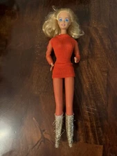 Vtg PJ Barbie Doll Best Friend Rooted Lashes Live Action GoGo ORANGE MOD Outfit