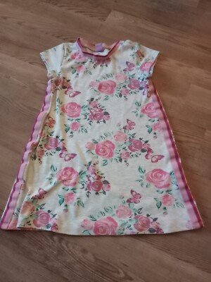 Cooles Kleid Kleidchen kurzarm Mädchen Gr. 110 v. Dopodopo Glitzer Blumen TOP