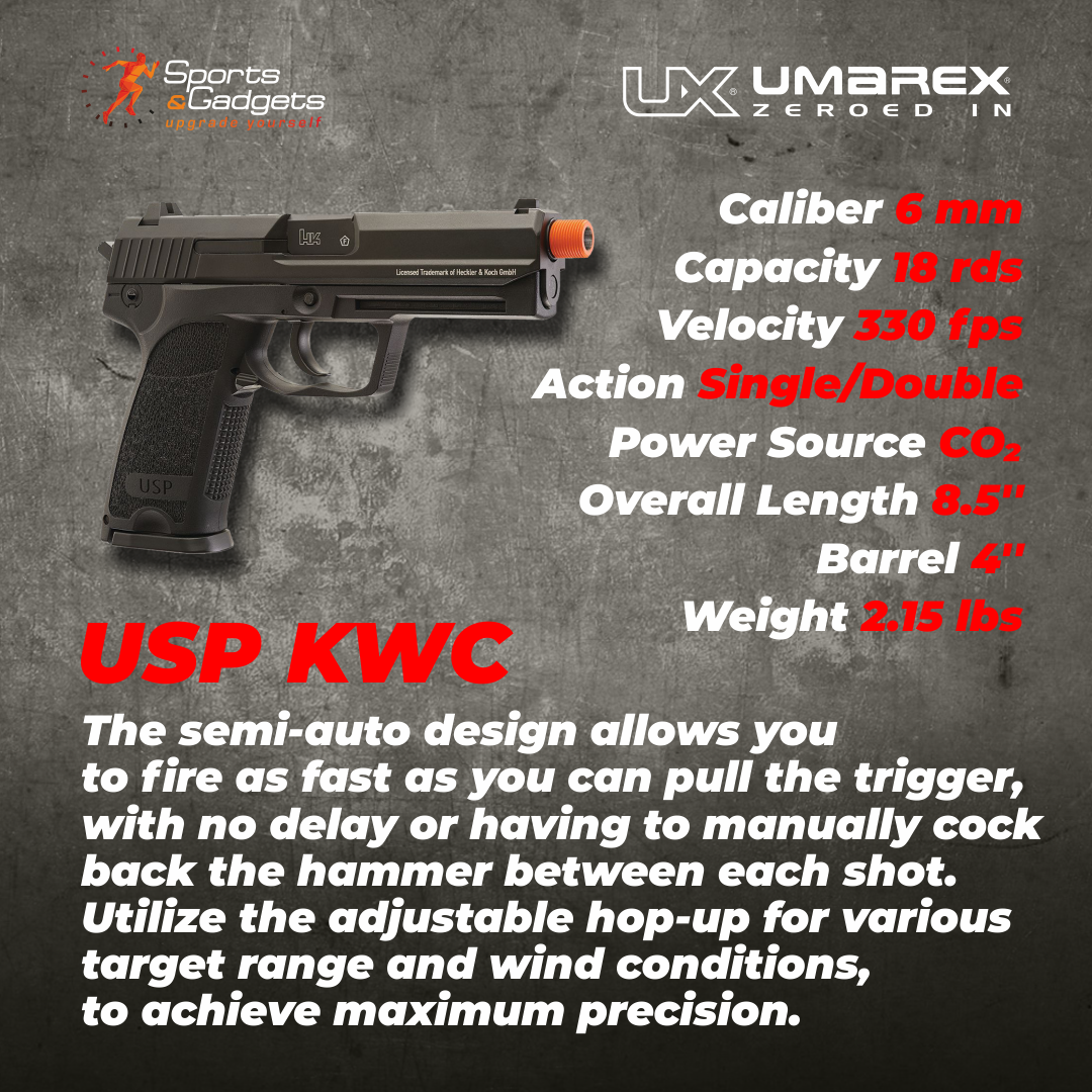 Umarex H&K USP C02 Blowback 6 mm Airsoft Pistol Black 2275043 w