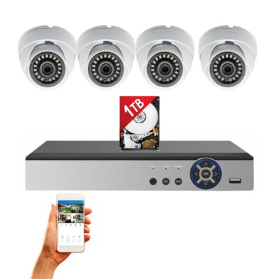 Evertech 8 Channel H.265 DVR 1TB + 4 Security Camera Day Night Home HD CCTV Set