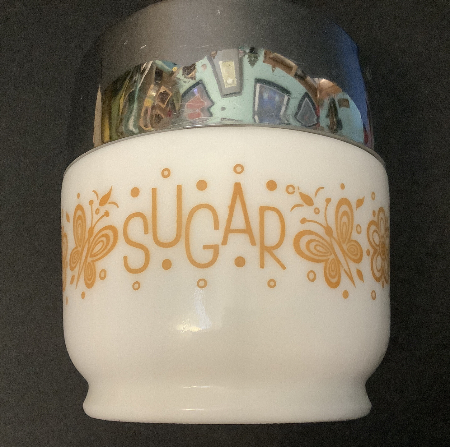 Beautiful Vintage Retro Gemco Golden Butterfly Sugar Bowl Dispenser